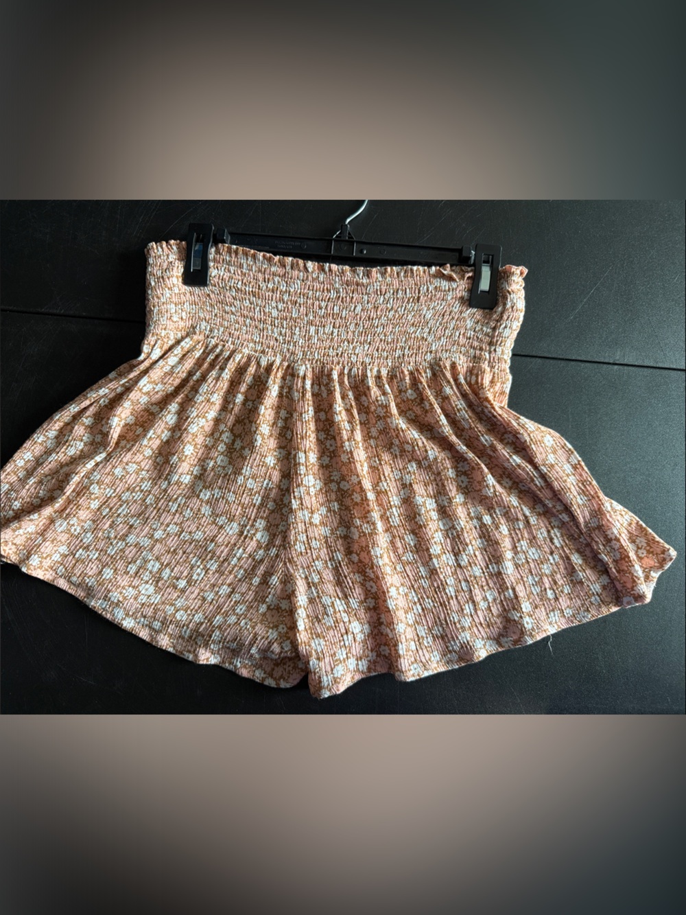 Floral Smocked Waist Mini Skort - Rust/White